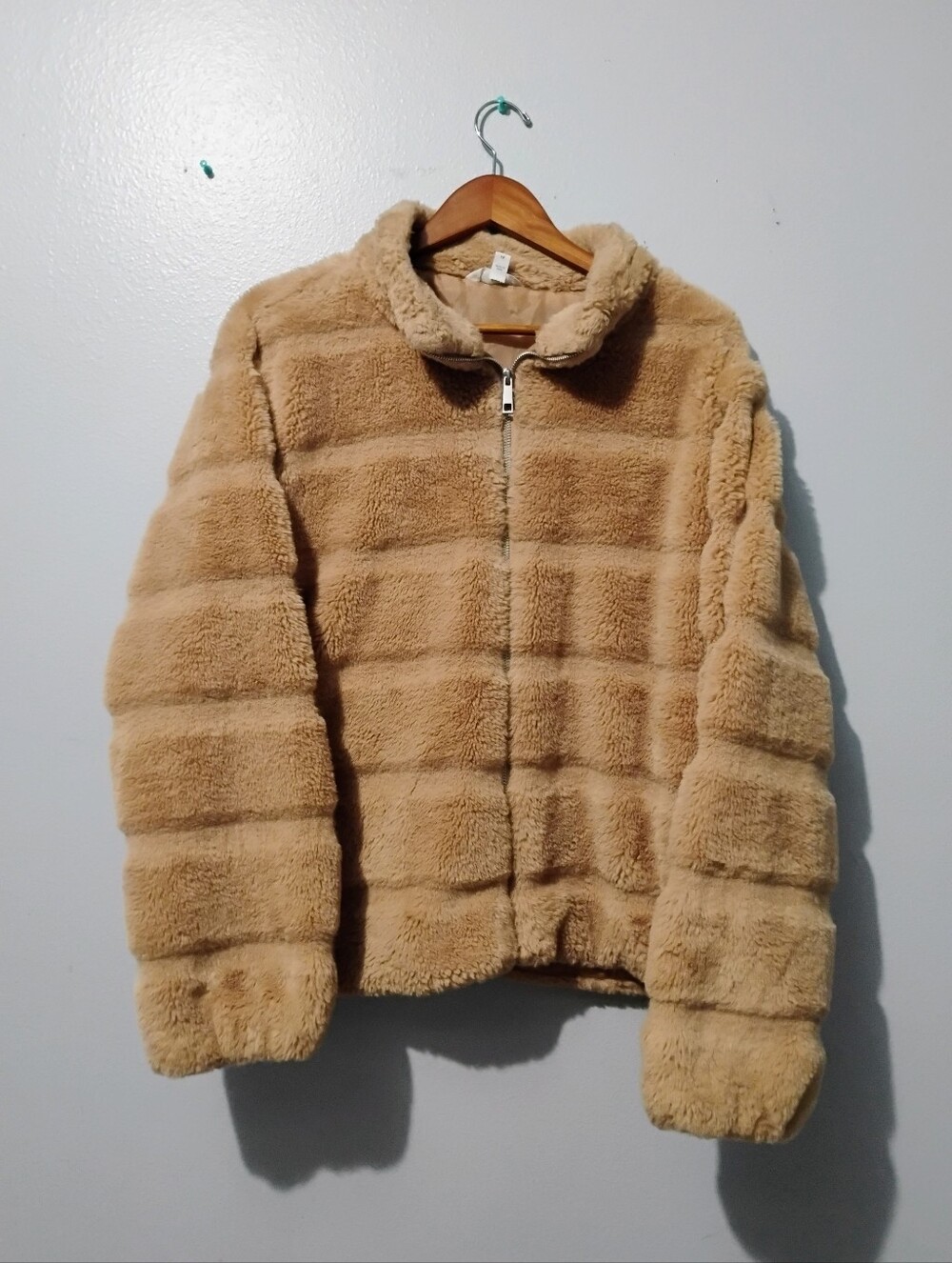 Time and Tru Camel Teddy Zip-Up Jacket